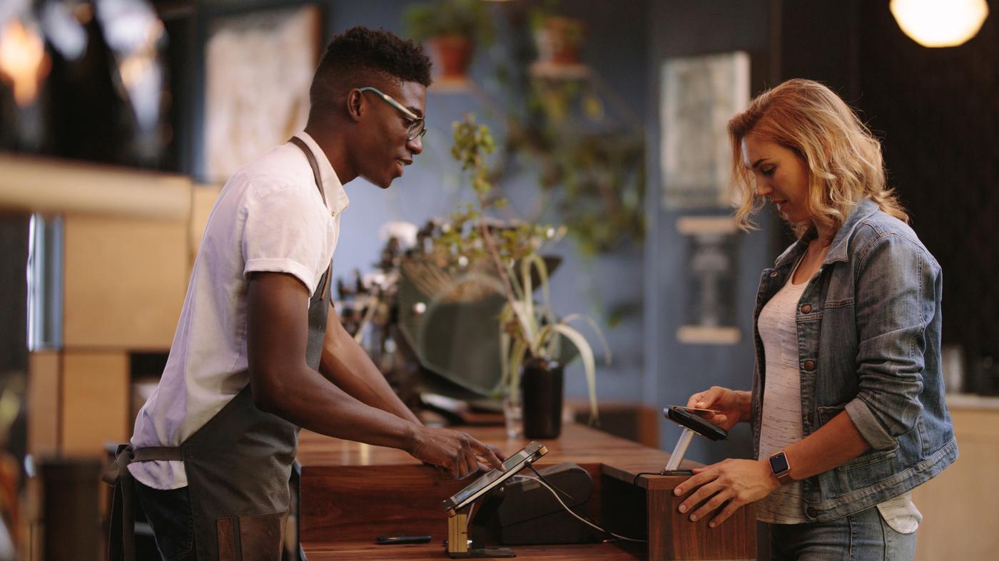 Customer paying with card