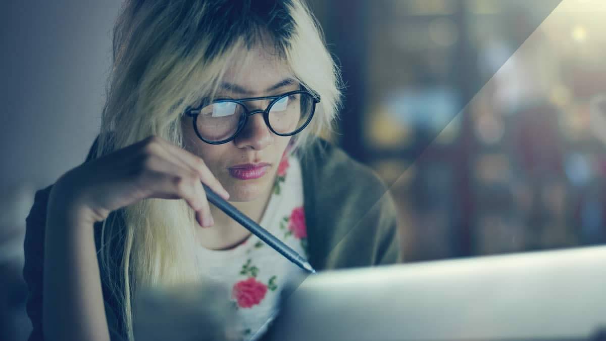 Girl looking at screen