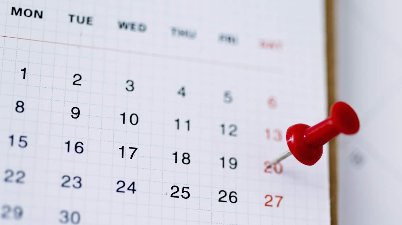 Calendar with pin on date