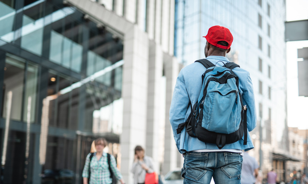 Man watching at business center